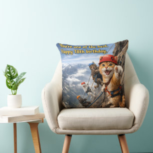 Mountain climbing custom happy 18th birthday throu cushion