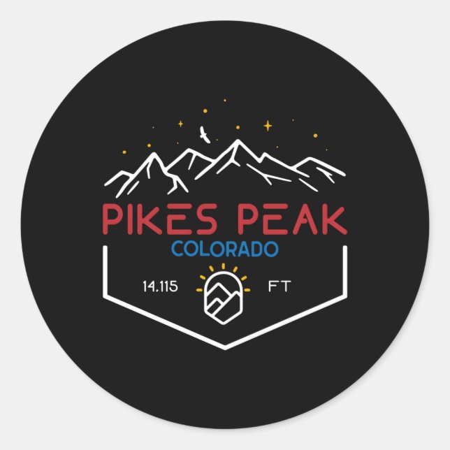 Mountain Colorado 14115 Ft Pikes Peak Classic Round Sticker (Front)
