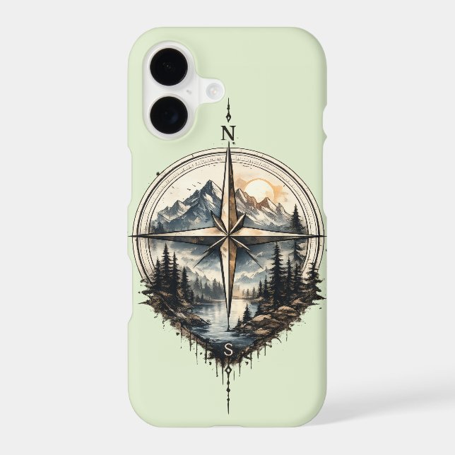 ​Mountain Compass Vintage iPhone Case (Back)