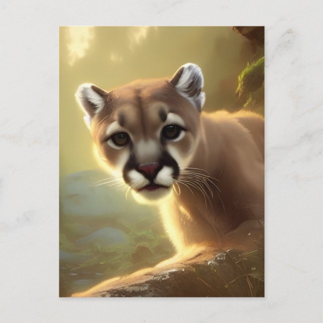 Mountain Cougar Wildlife Portrait  Postcard (Front)