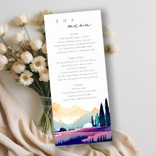 Mountain Country Field Landscape Wedding Menu Card