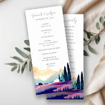 Mountain Country Field Landscape Wedding Program Invitation<br><div class="desc">Mountain Country Lilac Fields Landscape Theme Collection.- it's an elegant script watercolor Illustration of colourful mountain Landscape,  perfect for your summer spring country wedding & parties. It’s very easy to customise,  with your personal details. If you need any other matching product or customisation,  kindly message via Zazzle.</div>