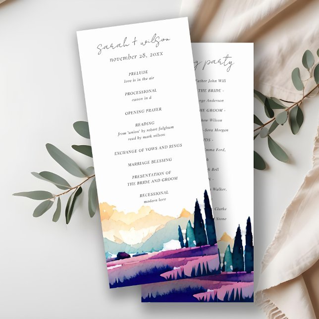 Mountain Country Field Landscape Wedding Program Invitation (Creator Uploaded)