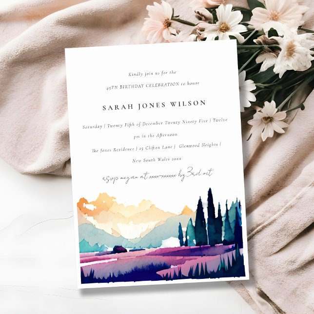 Mountain Country Fields Landscape Any Age Birthday Invitation (Creator Uploaded)