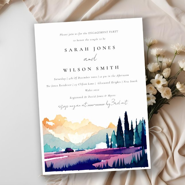 Mountain Country Lilac Fields Landscape Engagement Invitation (Creator Uploaded)