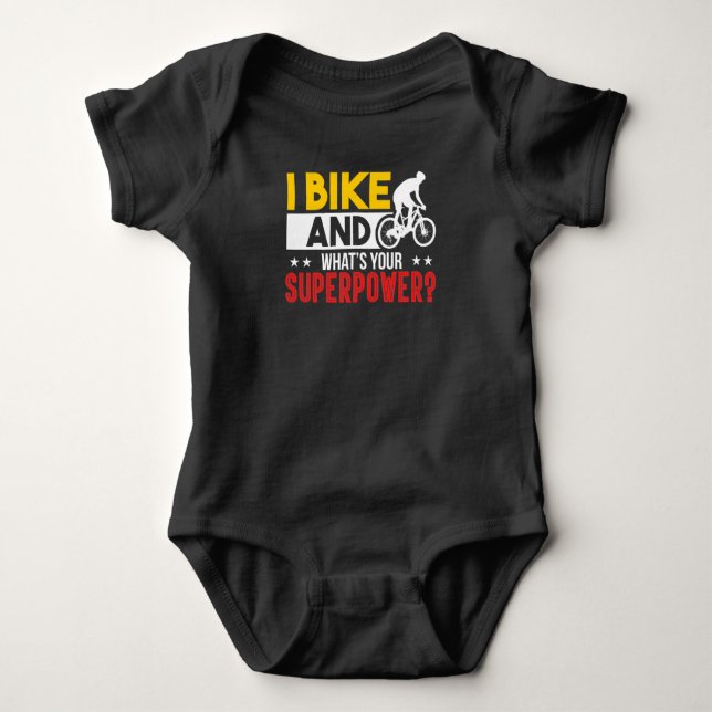 Mountain Cycling Bicycle  I Bike And Whats Your Baby Bodysuit (Front)