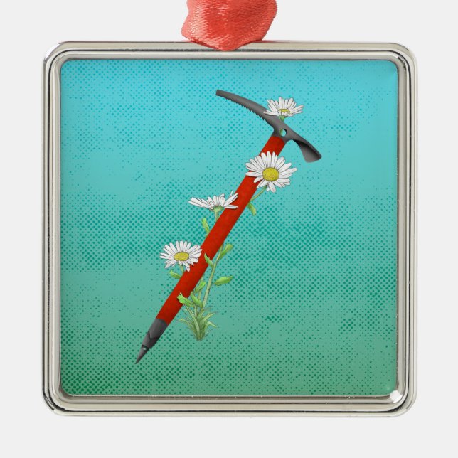 Mountain Daisy Ice Axe Metal Tree Decoration (Front)