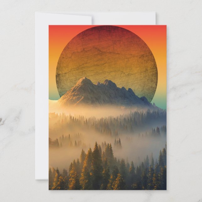 MOUNTAIN DAWN FOREST NATURE SUNSET LANDSCAPE INVITATION (Front)