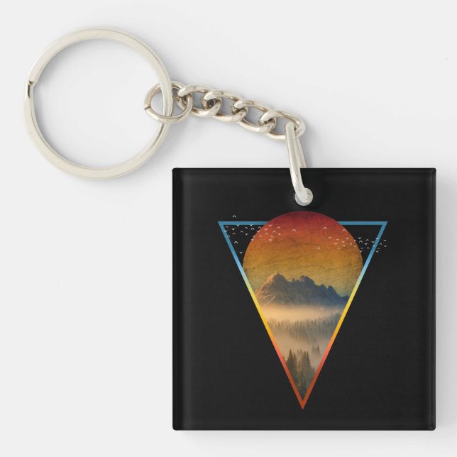 MOUNTAIN DAWN NATURE SUNSET LANDSCAPE KEY RING (Front)