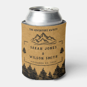 Mountain Destination simple minimal Wedding Can Cooler