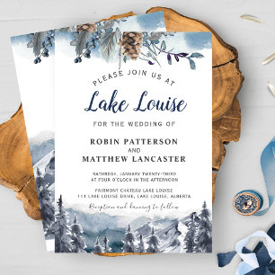 Mountain Destination, Watercolor Forest Wedding Invitation