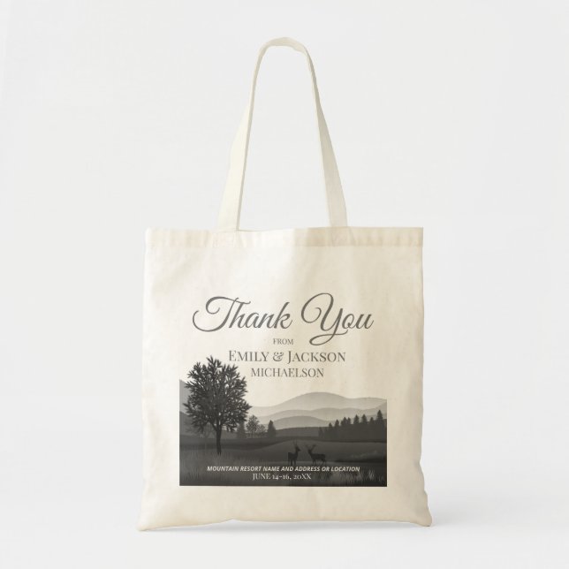 Mountain Destination Wedding Favour Gift Tote Bag (Front)