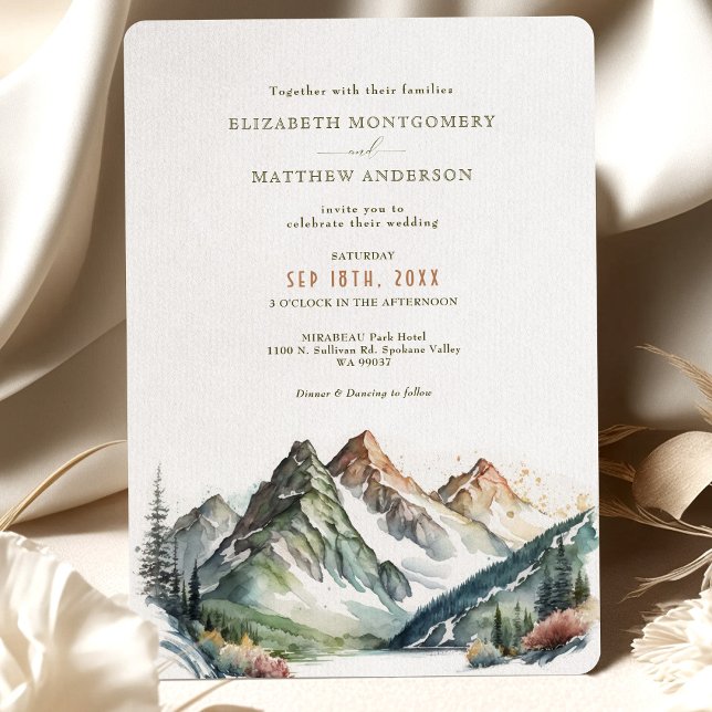Mountain Destination Wedding Invitation Watercolor (Creator Uploaded)