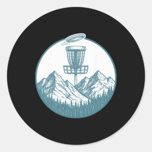 Mountain Disc Golf Basket Flying Disc Scene _1 Classic Round Sticker
