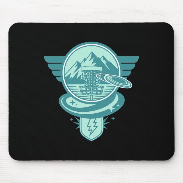 Mountain Disc Golf Basket Flying Disc Scene  Mouse Pad (Front)