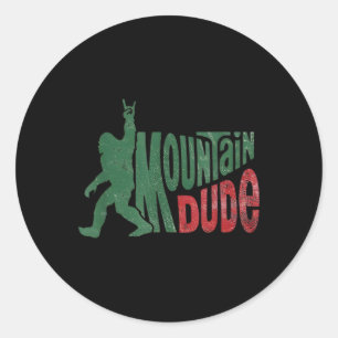 Mountain Dude Funny Bigfoot Hiking Design  Classic Round Sticker