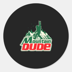 Mountain dude hiking funny hiking graphic mountain classic round sticker