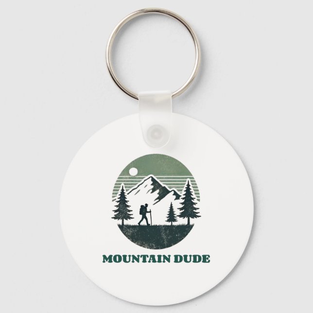 Mountain Dude Hiking  Key Ring (Front)