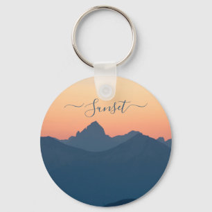 Mountain during golden hours keychain