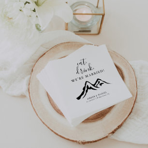 Mountain Eat Drink We're Married Wedding Napkin