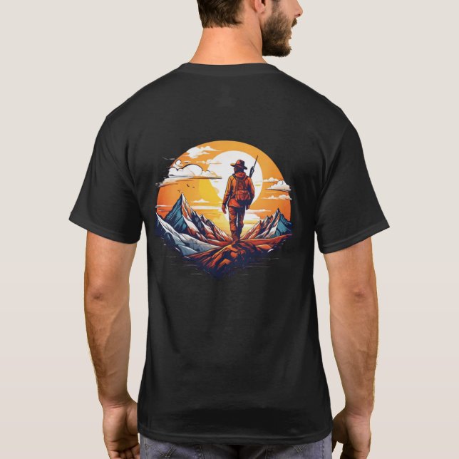Mountain Explorer Wilderness Sunset Graphic  T-Shirt (Back)