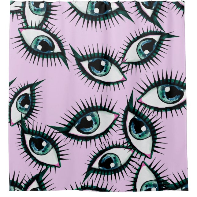 Mountain Eye Abstract Iconic Design Shower Curtain (Front)