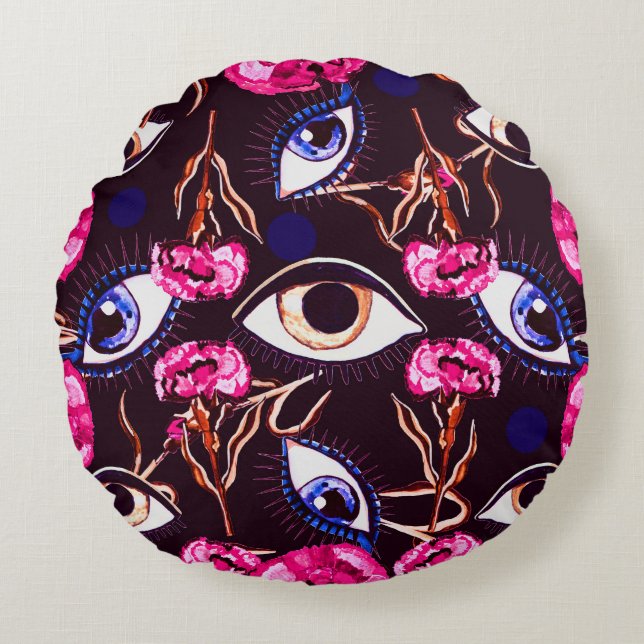 Mountain eye. Abstract pattern Round Cushion (Front)
