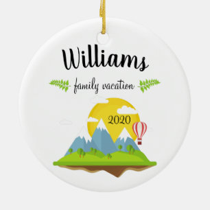 Mountain Family Vacation Keepsake Christmas Ceramic Tree Decoration