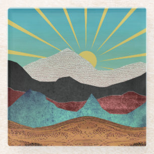 Mountain Fantasy Sunrise Glass Coaster