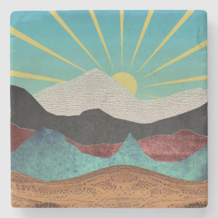 Mountain Fantasy Sunrise Stone Coaster