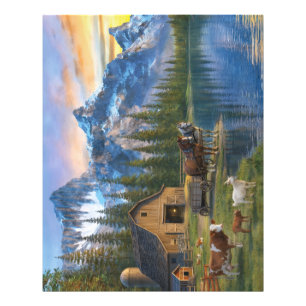 Mountain Farm at Sunset Peaceful Rural Scene Photo Print