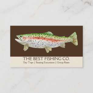 Mountain Fishing Guide Lake Charter Boat Brown Tan Business Card