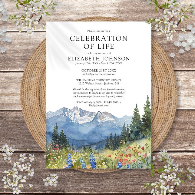 Mountain Floral Celebration Of Life Funeral Invitation (Creator Uploaded)