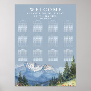 Mountain Floral Dusty Blue Wedding Seating Chart