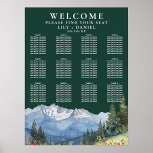 Mountain Floral Emerald Wedding Seating Chart