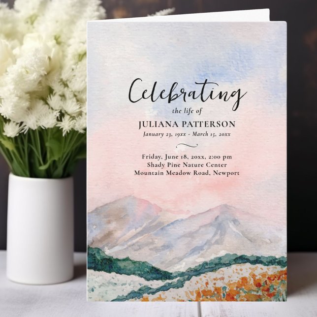 Mountain Floral Field Celebration of Life Funeral Programme (Creator Uploaded)