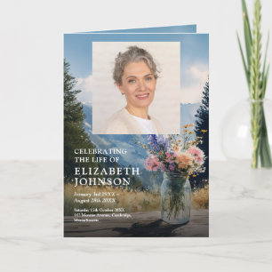 Mountain Floral Funeral Memorial Order Of Service Programme