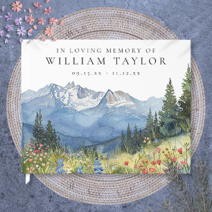 Mountain Floral In Loving Memory Funeral Guest Book