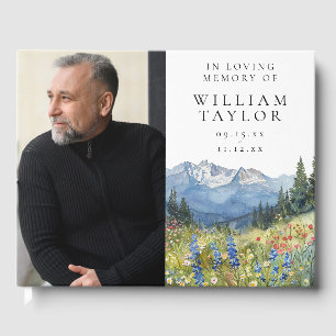 Mountain Floral Memorial Funeral Photo Guest Book