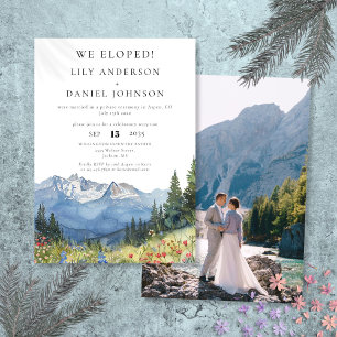 Mountain Floral Wedding Elopement Photo Invitation