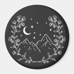 Mountain Floral Wreath in White Magnet