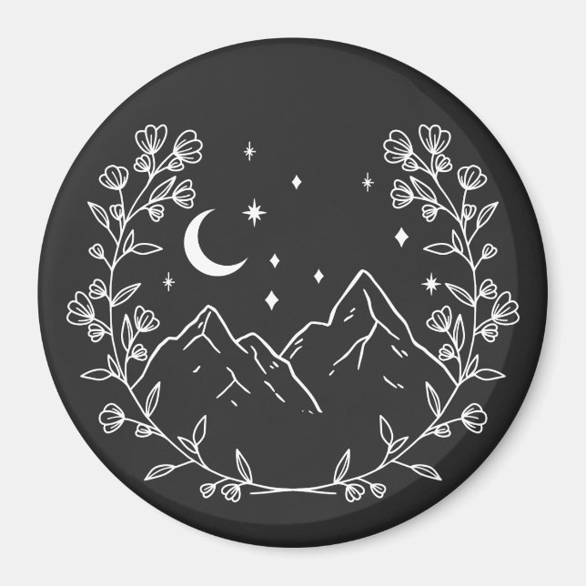 Mountain Floral Wreath in White Magnet (Front)