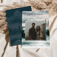 Mountain Fog Pine Forest Save the Date Photo
