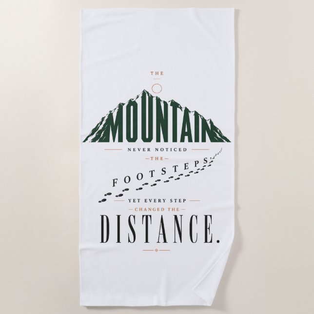 Mountain Footsteps Distance Quote Beach Towel (Front)