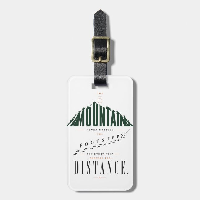 Mountain Footsteps Distance Quote Luggage Tag (Front Vertical)