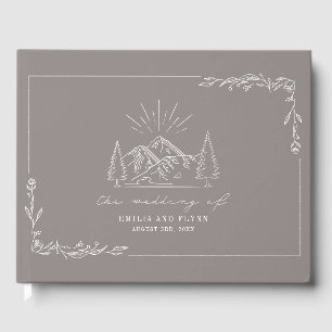Mountain Forest Amethyst Rustic Wedding Guest Book
