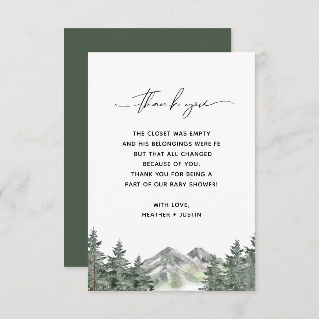 Mountain Forest Baby Shower Thank You Cards (Front/Back)