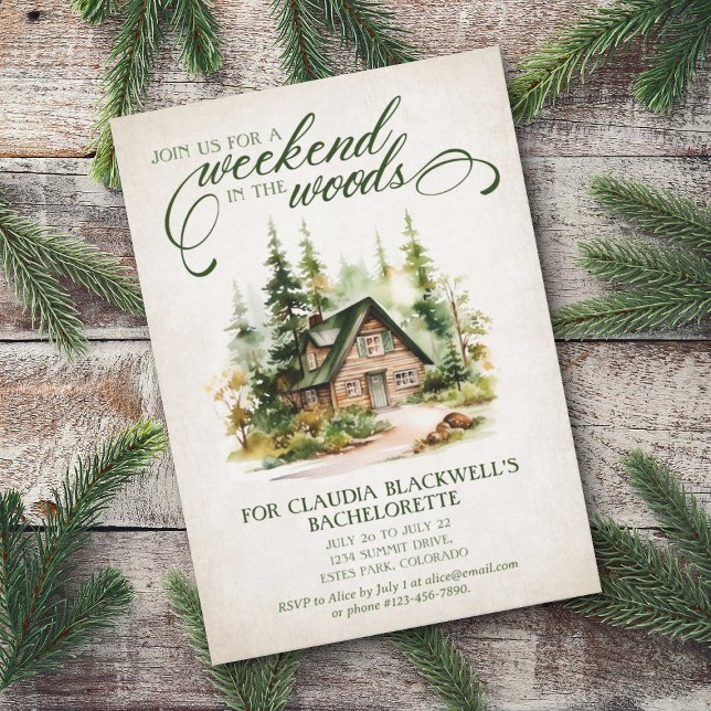 Mountain Forest Bachelorette Weekend Itinerary Invitation (Creator Uploaded)