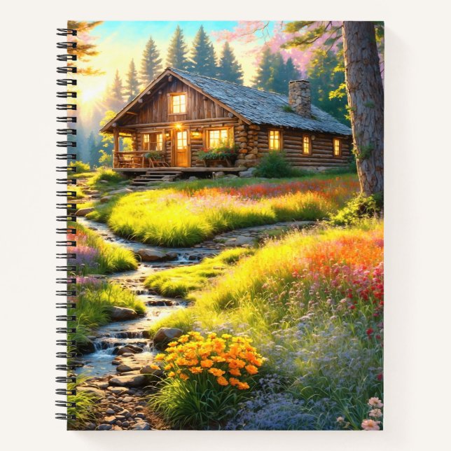Mountain Forest Cabin Art Notebook (Front)