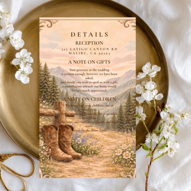 Mountain Forest Cowboy Boots Wedding Enclosure Card (Creator Uploaded)
